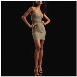 Aritzia Ten by Babaton Luxor Sage Green Ruched Mesh Bodycon Mini Dress Small